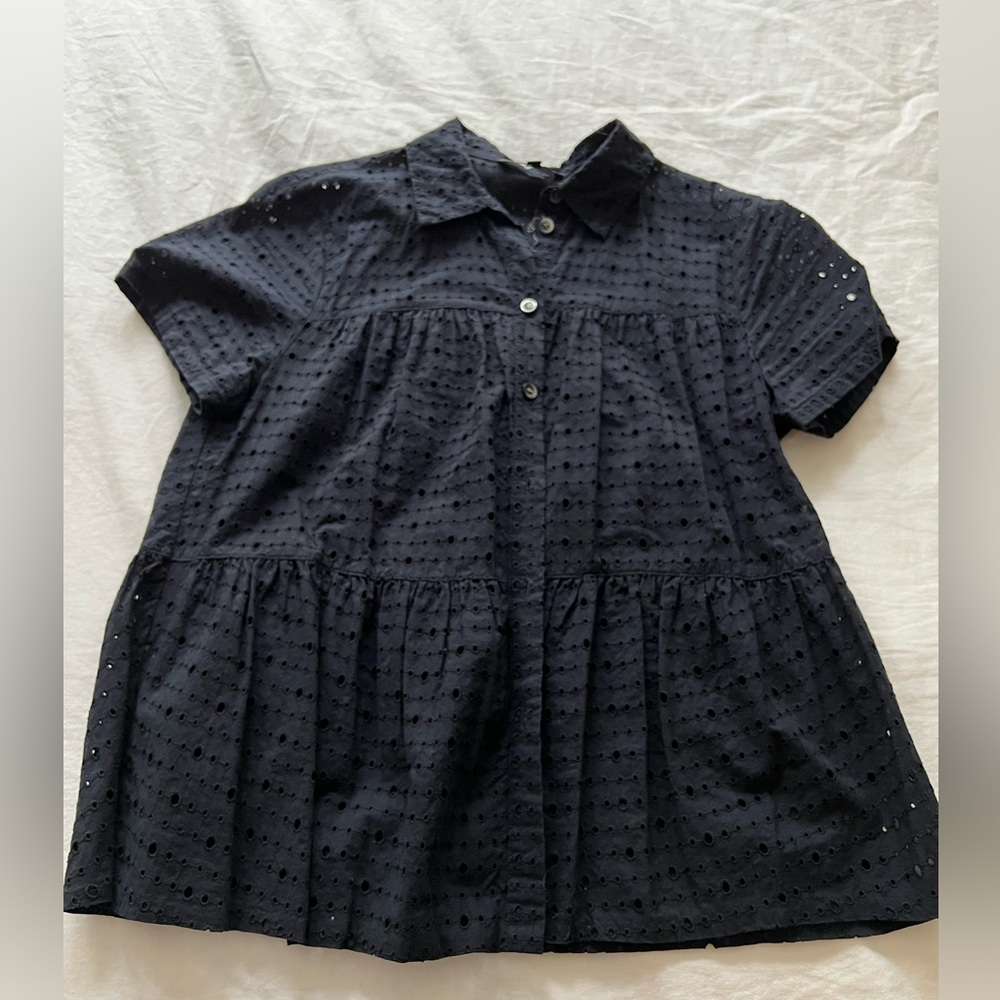 Madewell navy eyelet top